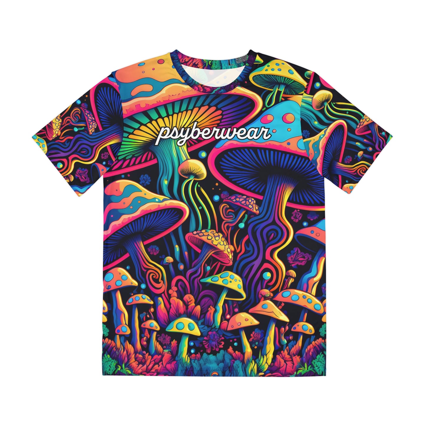 Colorful Trippy Mushroom psyberwear 100% Cotton T Shirt