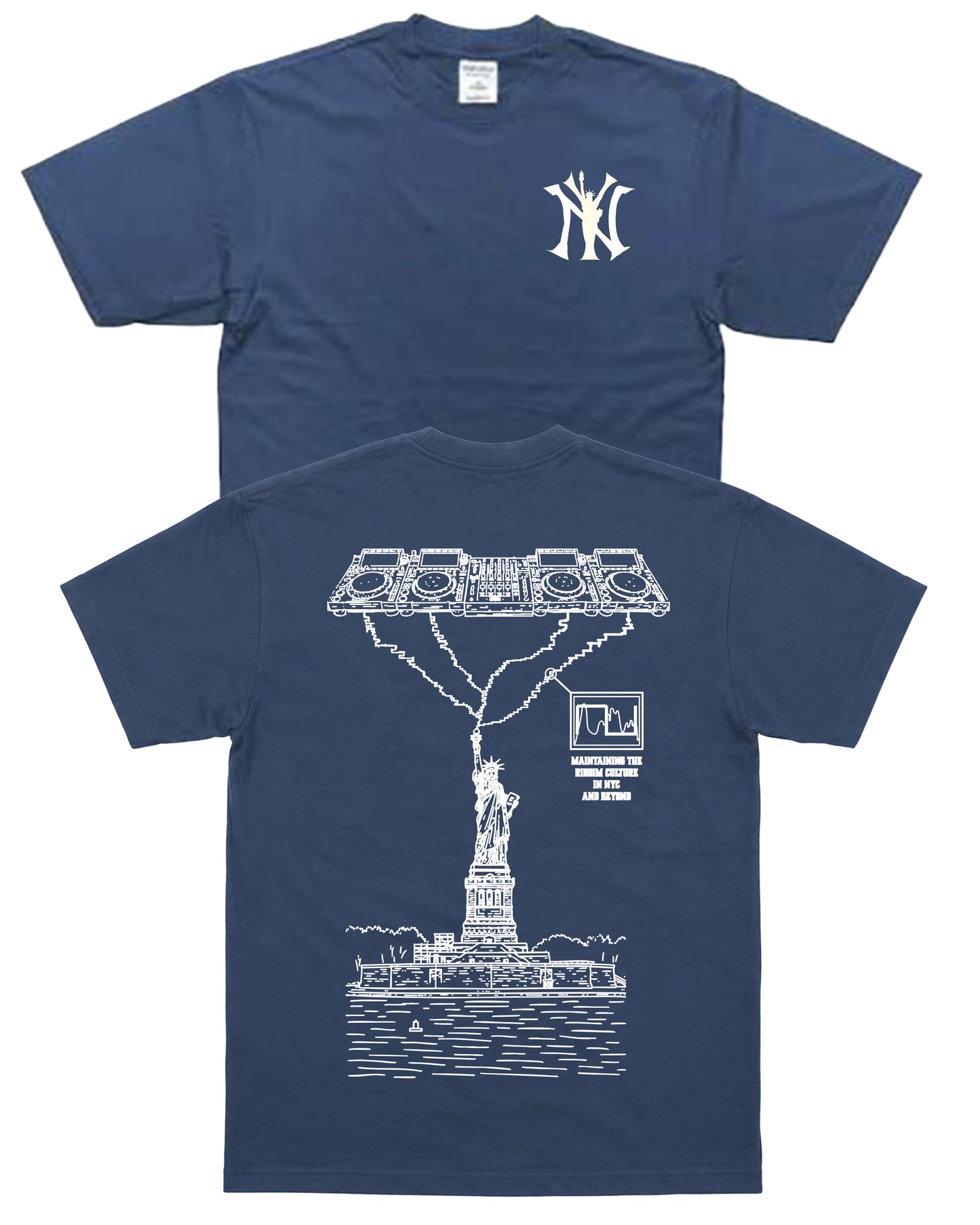 Lady Riddim Liberty Riddim NY Navy and White 6 oz Cotton Shirt