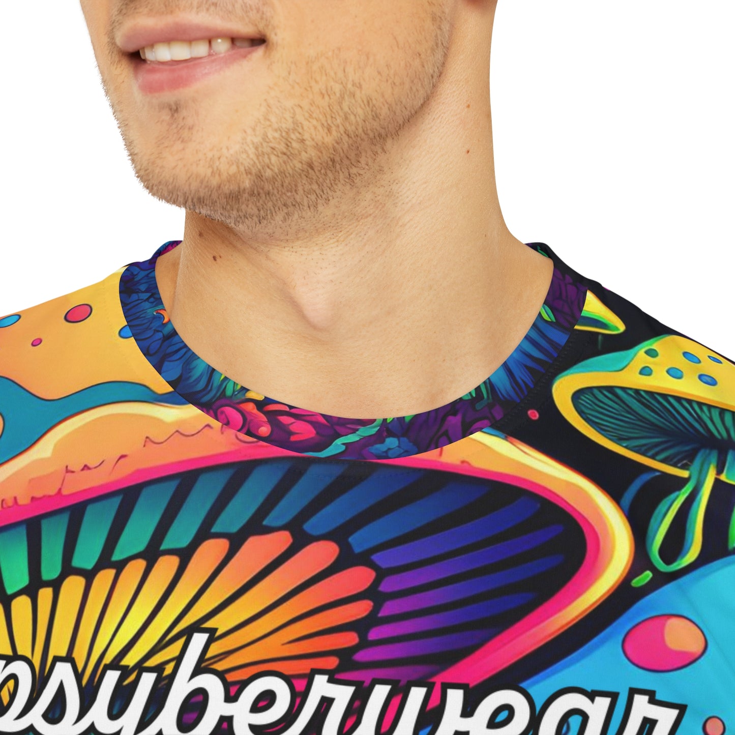Colorful Trippy Mushroom psyberwear 100% Cotton T Shirt