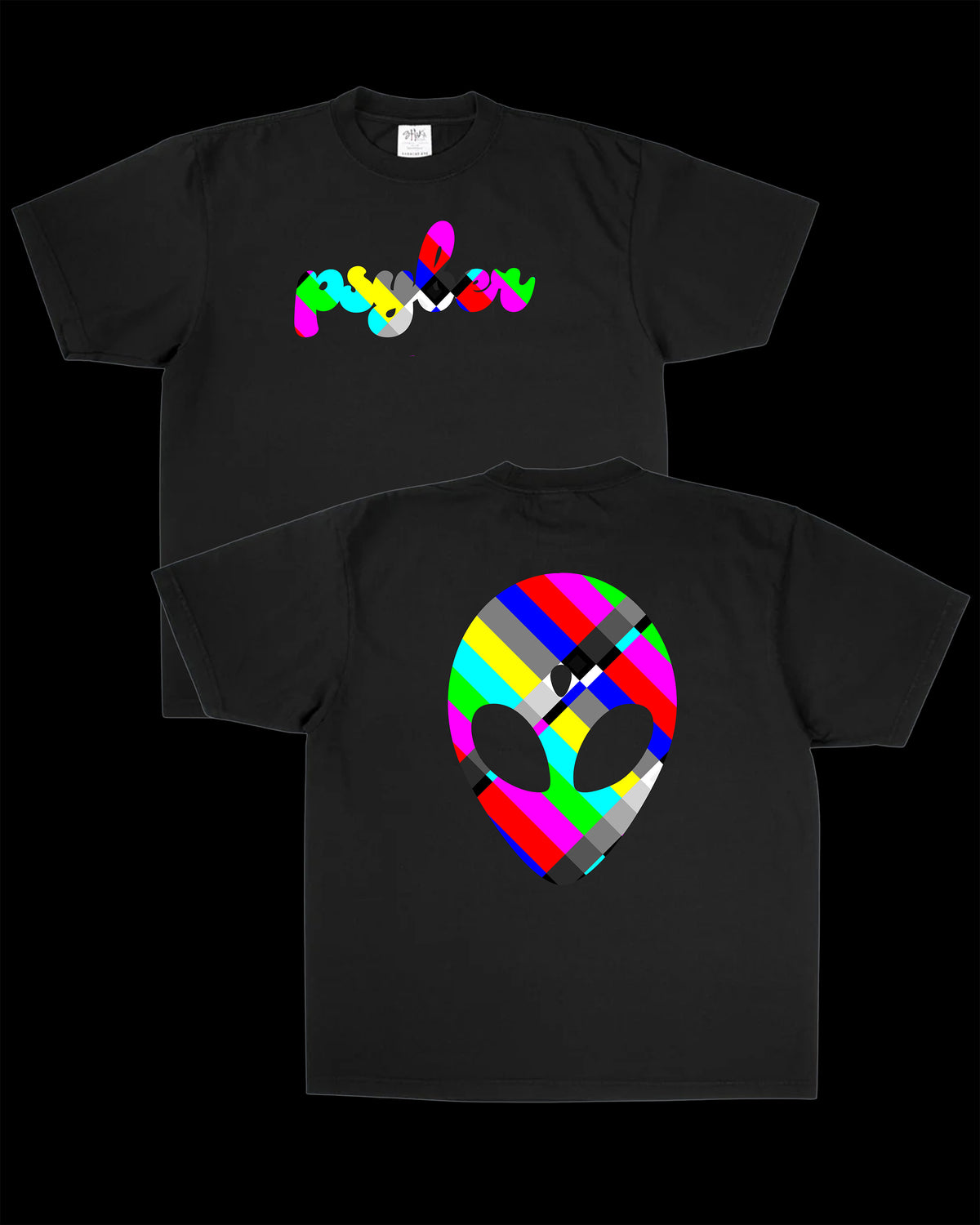 psyber RGB third eye alien black Heavyweight Cotton T shirt